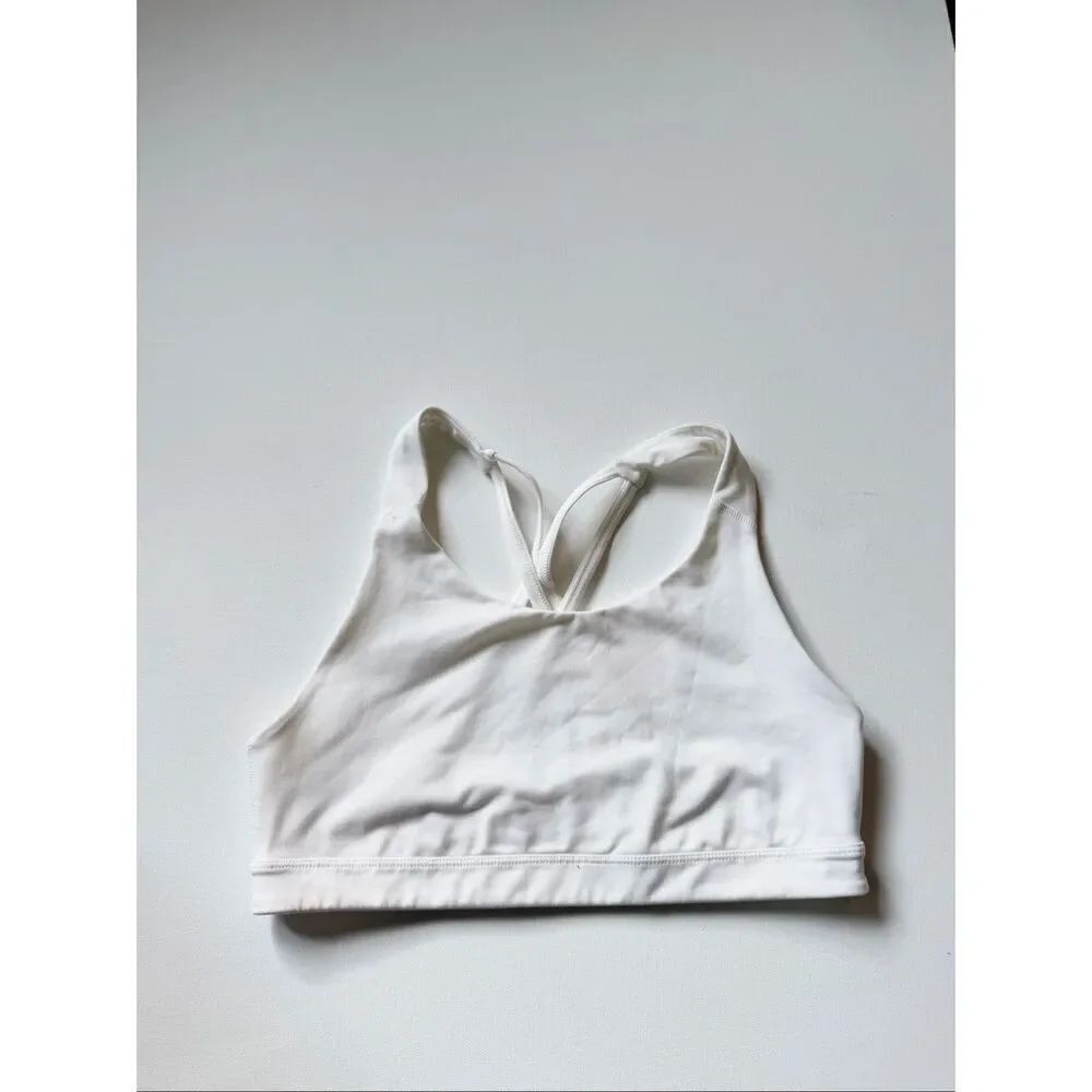 Old Navy Active PowerPress Medium Support Strappy Racerback Sports Bra White L